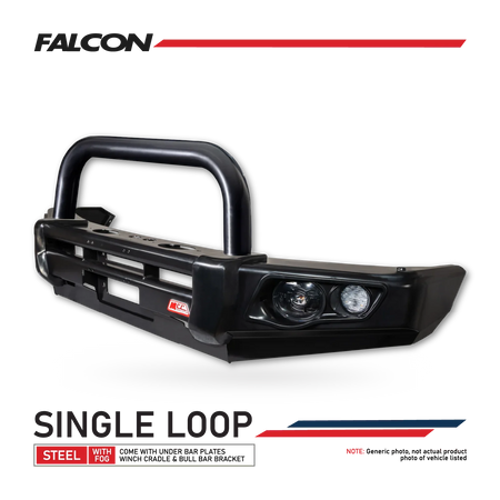 MCC Bullbar Falcon Steel Single Black Loop LED Foglight for GWM Cannon (2025-on)