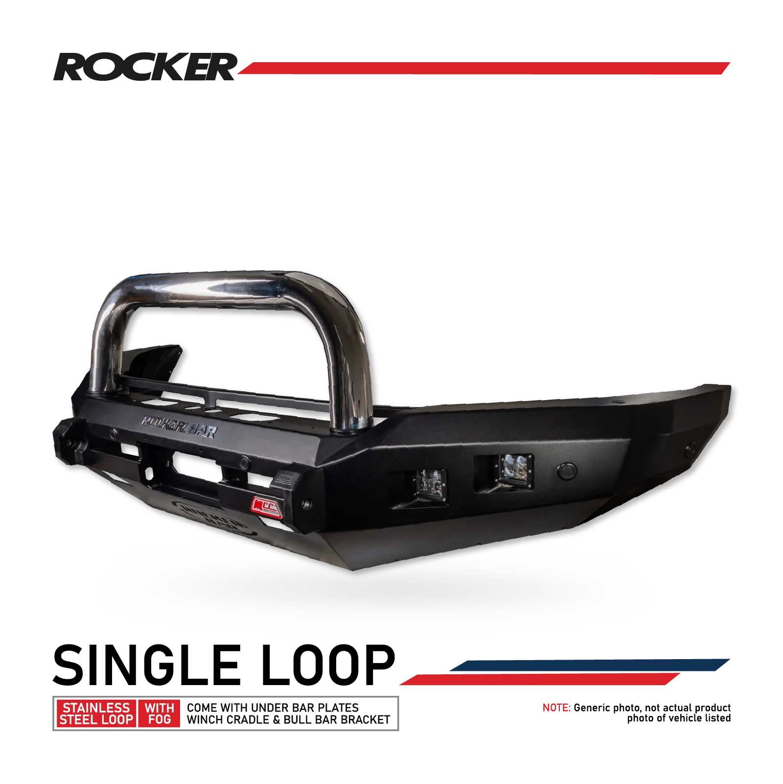 MCC 4x4 Rocker Bullbar for JAC T9 (2025 on) - Single Stainless Loop