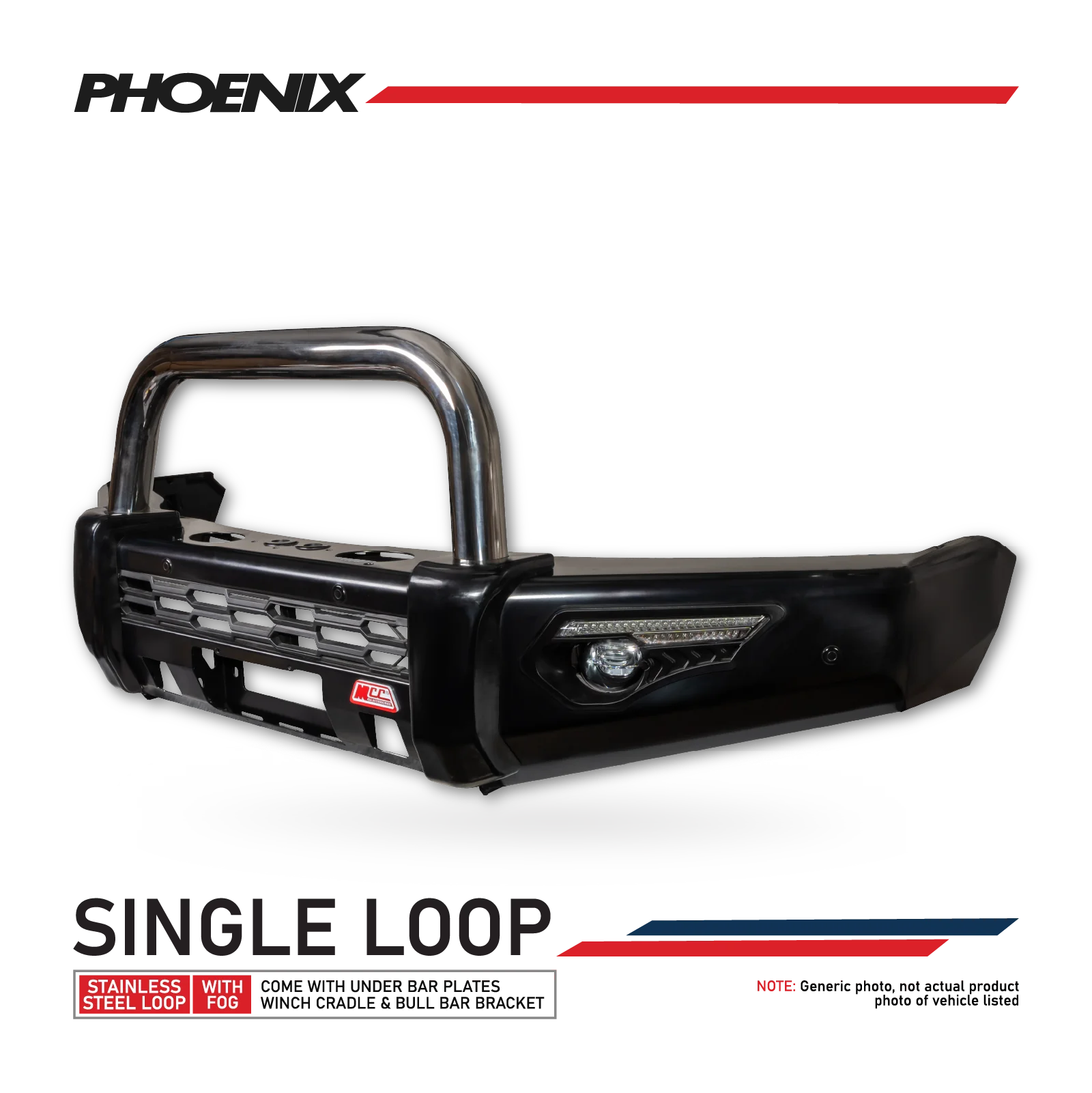 MCC 4x4 Phoenix Bullbar for JAC T9 (2025 on) - Single Stainless Loop