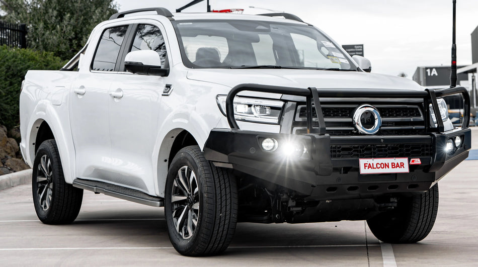 Great Wall Cannon 2025-On Facelift 2025-On 707-02 Falcon Bull Bar Black A-Frame Package (LED Foglight)