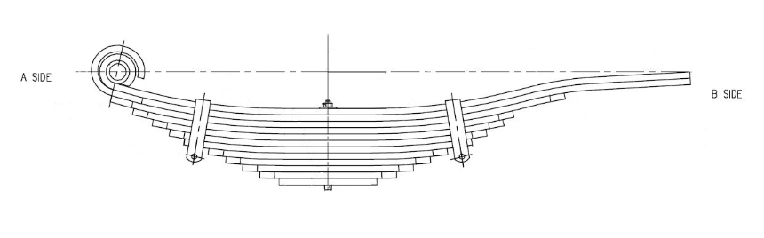 WCS Leaf Spring (12 leaf, 13mm) for Hendrickson RTE380 1.375" Pin (All Years) (Drive)