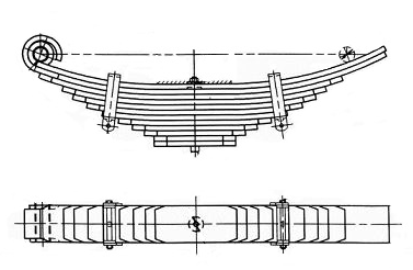 WCS Multileaf Spring (12 leaf, 14mm) for Hendrickson RT380 with Double Cotter Bolts 1.375in. Pin (All Years) (Drive)
