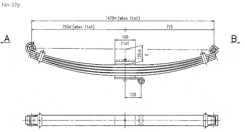 WCS 755mm Parabolic Leaf Spring for Hino FG1J Ranger Pro 9/ FM8J (2003 on) (Front)