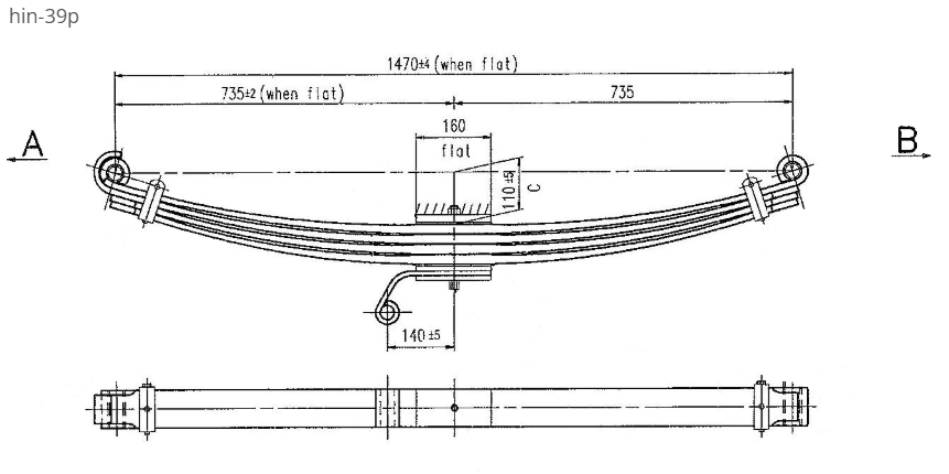 WCS 735mm Parabolic Leaf Spring for Hino FM1J Ranger Pro 14 (pre 2003) (Steer)