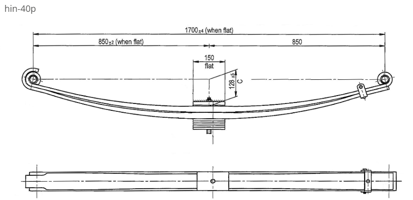 WCS 850mm Parabolic Leaf Spring for Hino FM8J/FY1E  (Front Steer)