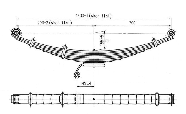 WCS Multileaf Spring for Hino FE3H Raven/FF1J Ranger 8/GT173K/M & GT175K/M/GT3H Osprey (Steer)