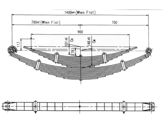 WCS Multileaf Spring for Hino FE3H Raven (1995 on)/FF1J Ranger 8 (1998 on) (Drive)