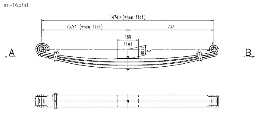 WCS Parabolic Leaf Spring (Heavy Duty, Screw Pins) for International ACCO D/E Series (Front Steer)