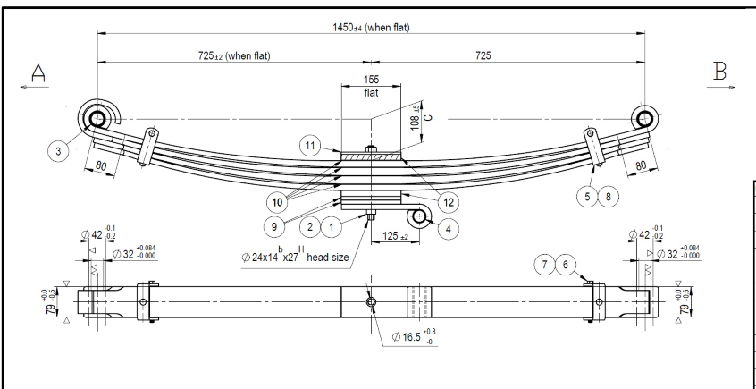 WCS Parabolic Leaf Spring for Isuzu FYH/FYH77 Twin Steer (Front)
