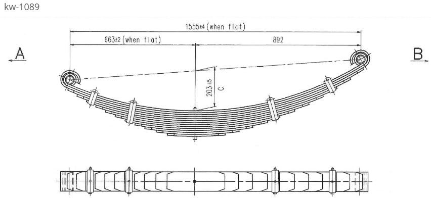 WCS Multileaf Spring for Kenworth W900/W900 [6T Front Axle] (Front Steer)