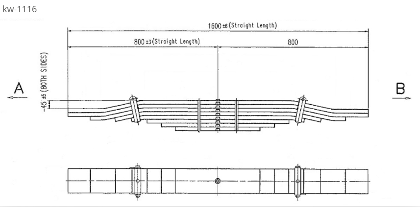 WCS Multileaf Spring [8 leaf Low Mount] for Kenworth Single Point-Bix Six Drive (Drive)