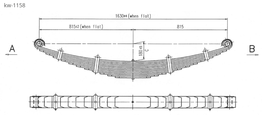 WCS Multileaf Spring for Kenworth T400/T401/T404/T440/T600/601/605/K100 [6.6T Front Axle] (Steer)