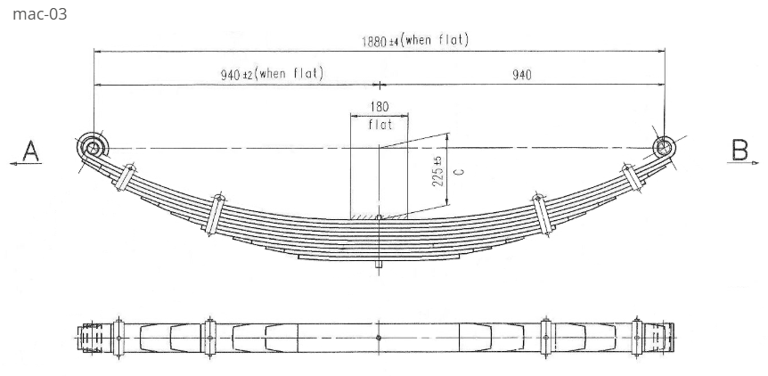 WCS Multileaf Spring for Mack R600/Valueliner (All Years) (Front)