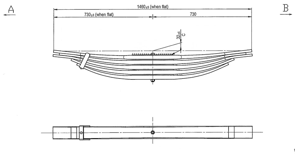 WCS Parabolic Leaf Spring for Mitsubishi/ Fuso FIGHTER 14.0 FN61, FN62, FN63, FN64 FS52J TWIN STEER