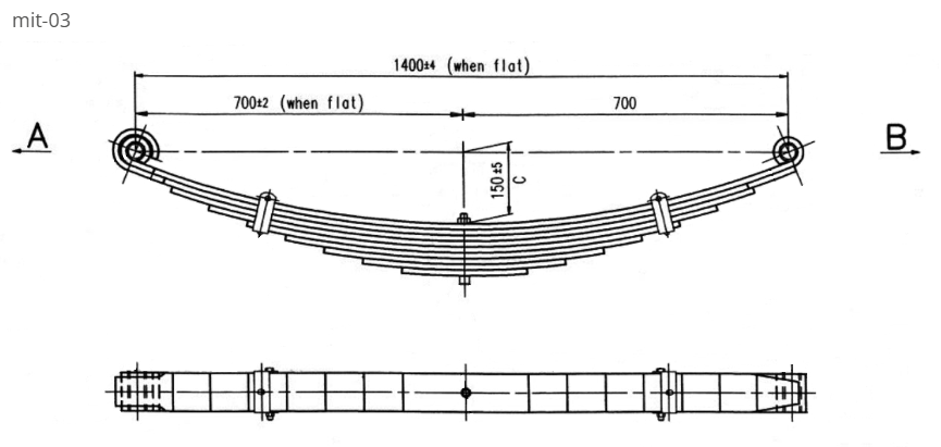 WCS Multileaf Spring for Mitsubishi Volvo FM115 (Front)