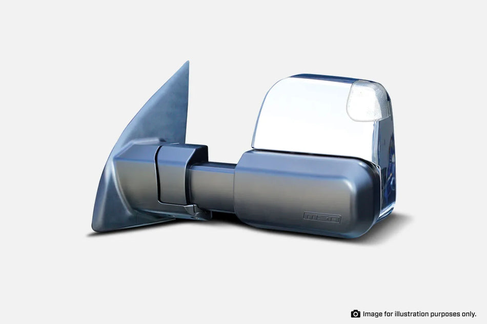 MSA Towing Mirrors for a BT-50 (2020-Current) - Chrome + Electric + Heated + Indicators + Blind Spot Monitoring