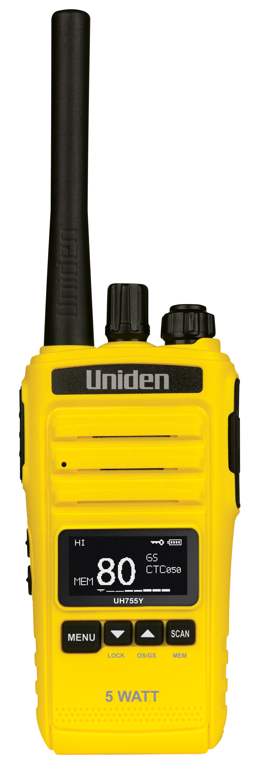 Uniden UH755-Y 5 Watt UHF Handheld Radio in yellow