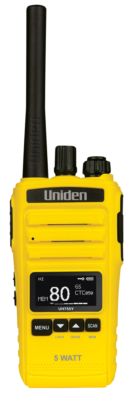 Uniden UH755-Y 5 Watt UHF Handheld Radio in yellow