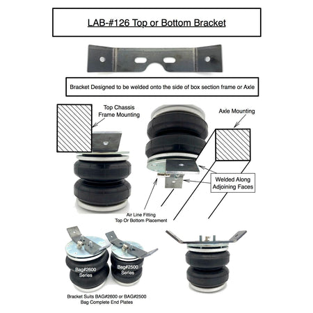 Trailer axle and chassis air bag mounting bracket - Boss Air Suspension