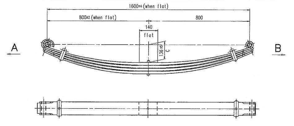WCS Parabolic Leaf Spring for Western Star 4900/5900 Constellation (2000 on) with Screw Pins (Front)